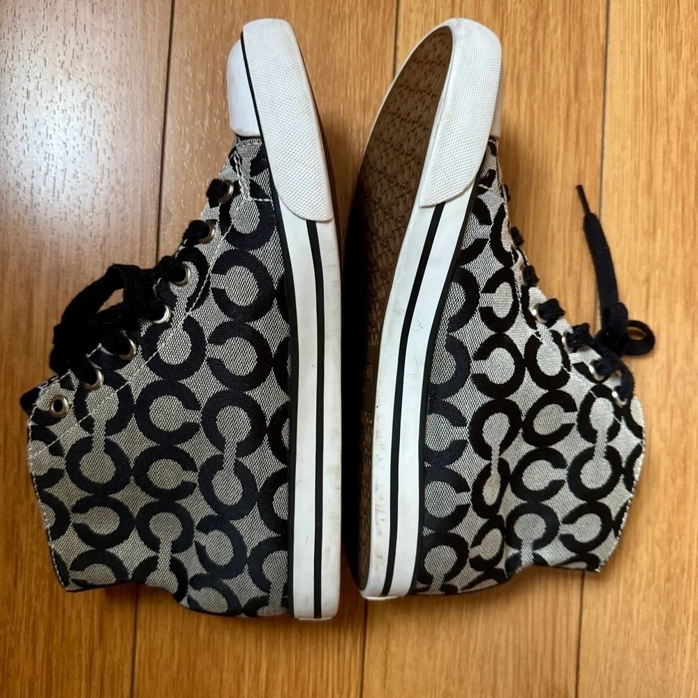 Coach Women's Black and Grey Patterned Sneakers
